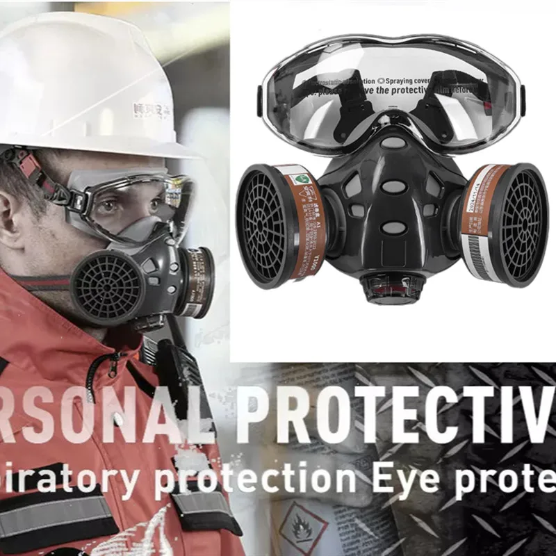 Gas Mask With Filters Full Face Protective Mask For Spray Painting Chemical Industrial Respirator Anti-Fog Glass