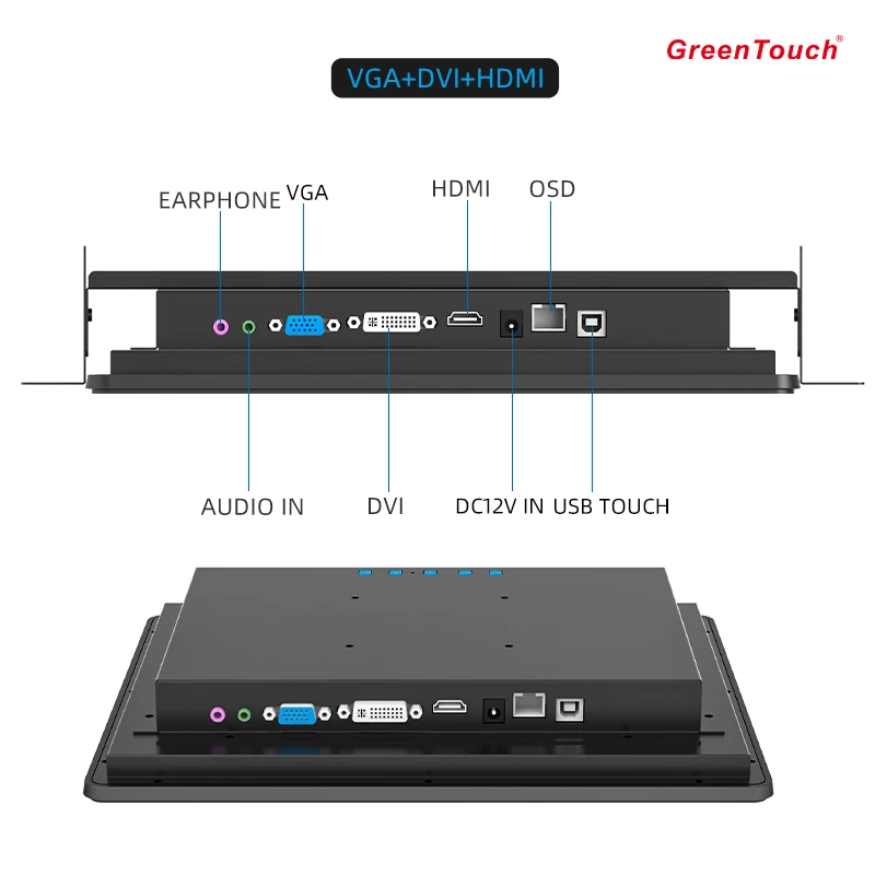 15 นิ้ว LCD PCAP หน้าจอสัมผัสแบบ Capacitive ฝังอุตสาหกรรม HD Touch Monitor แผง Mount Touchscreen Monitor