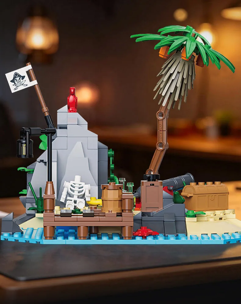 Idea Movie Game Offshore Isolierte Insel Wachturm Baustein-Modellsets Felsenriff-Bausteine Spielzeug für Geschenke – Detail 3