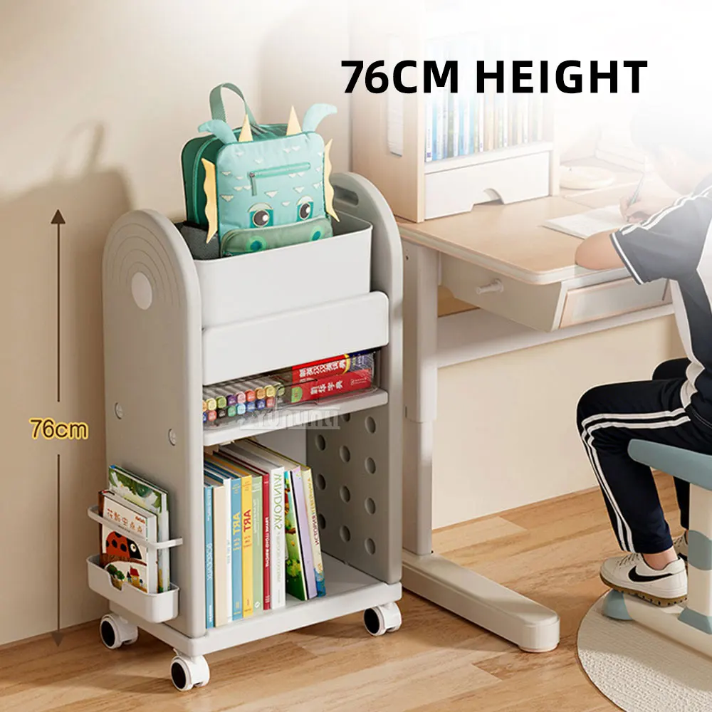  Movable Floor-standing Storage Rack, Multi-level Backpack Storage Rack, Children's Bookshelf,Small Cart Bookcase