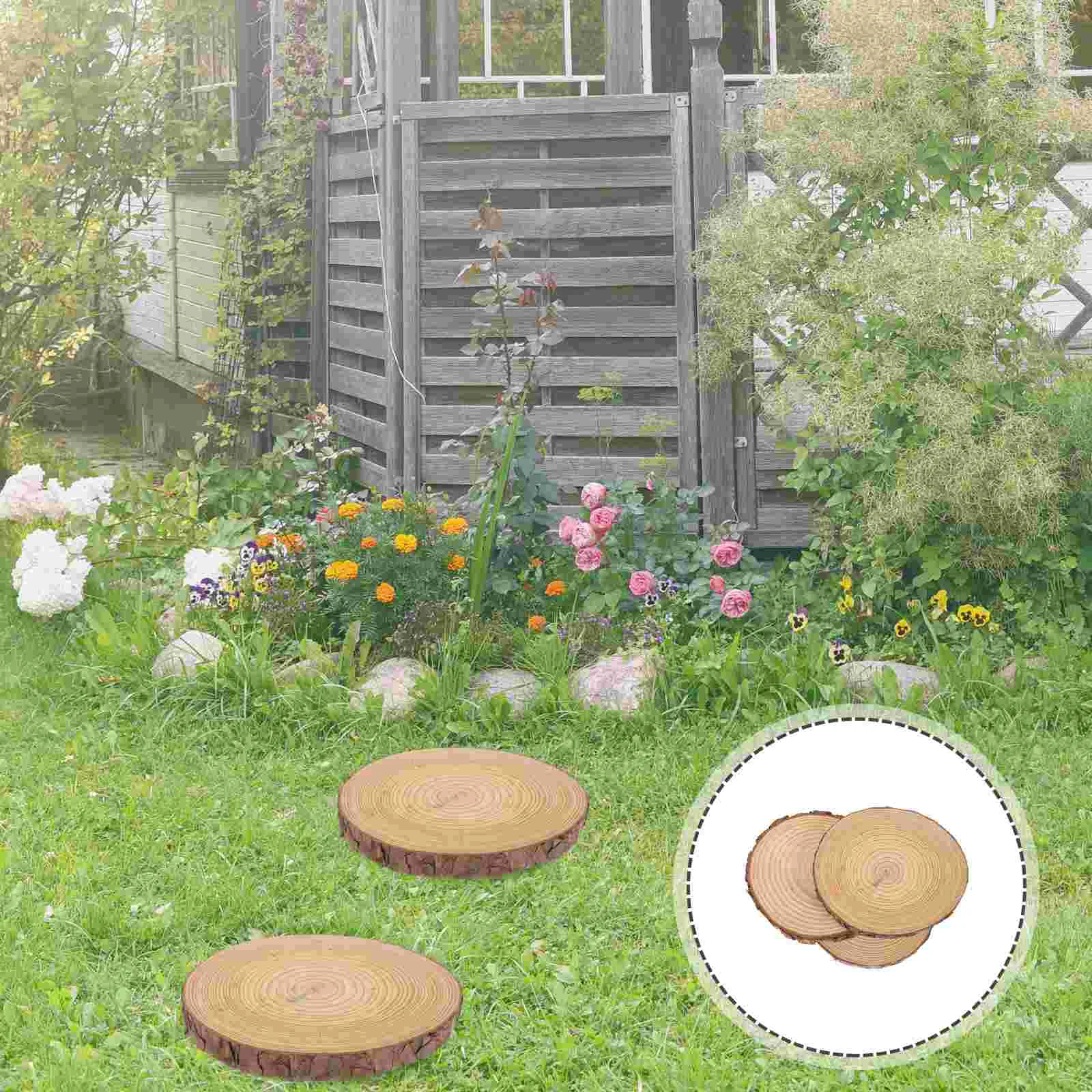 3 Pcs Outdoor Wooden Stepping Stones Affordable Garden Decor Round DIY Decorative Log Kit