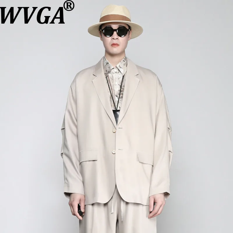 

Мужской модный пиджак WVGA на весну-осень с отложным воротником, защитой от солнца, двойными складками, в стиле кэжуал, с длинными рукавами, модель W21523