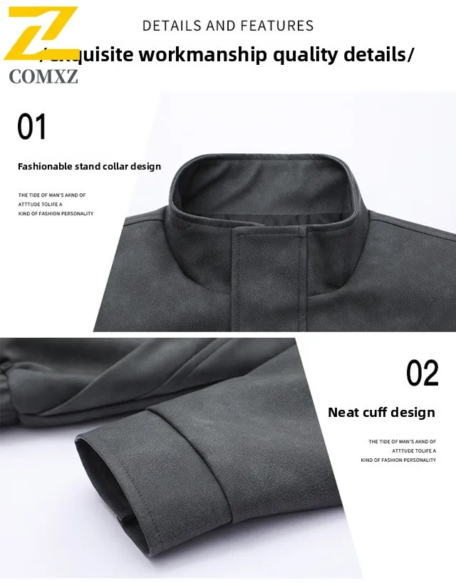 سترة رجالية عادية 2025 جديد بسيط عصري متعدد الاستخدامات يندبروف تنفس الوقوف طوق سترة الأعمال مكتب ملابس رجالية #5
