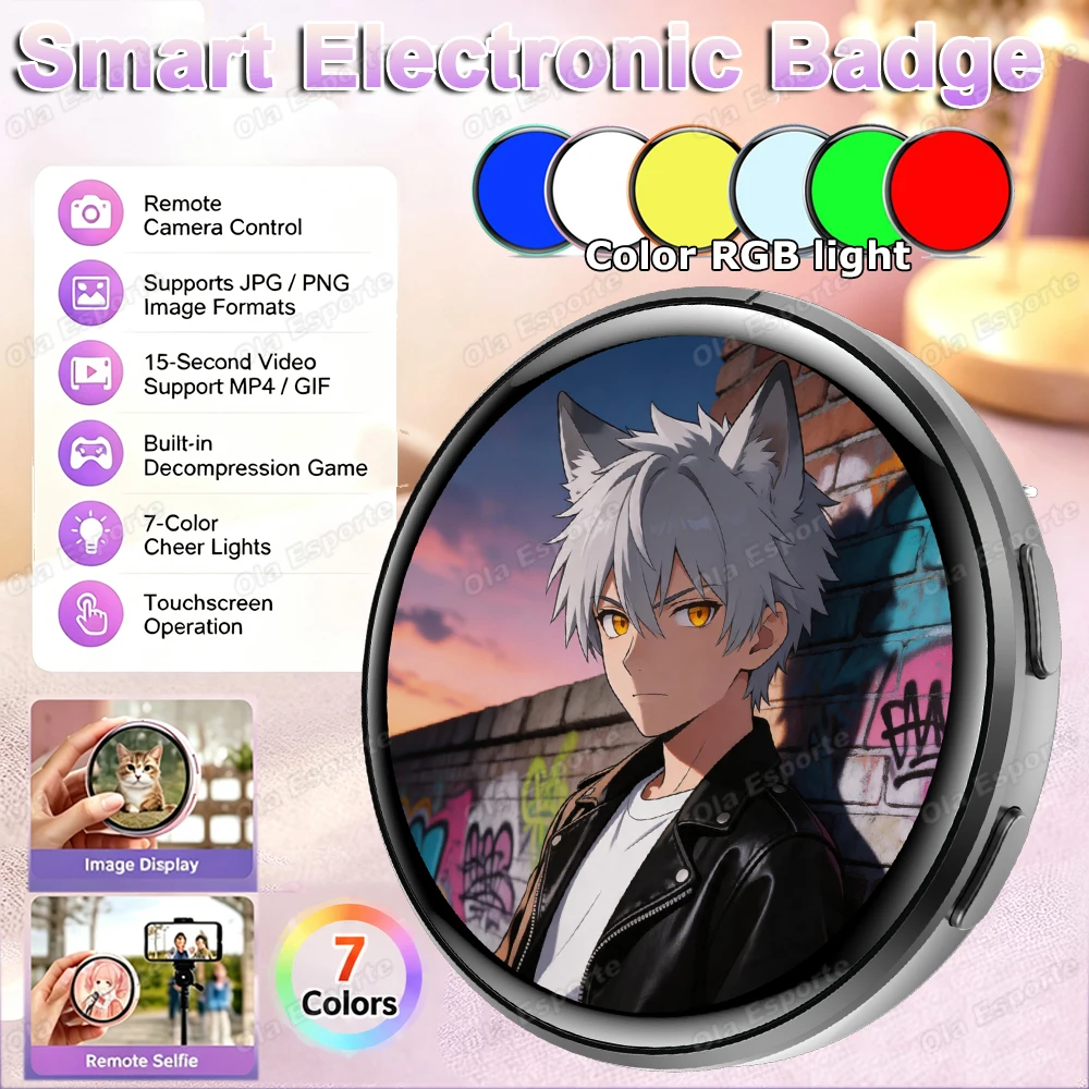 New Dynamic Electronic Badge Display Pin Touch Screen Anime E-Badge For Game Peripherals Excellent Fans Friends Birthday Gift M3