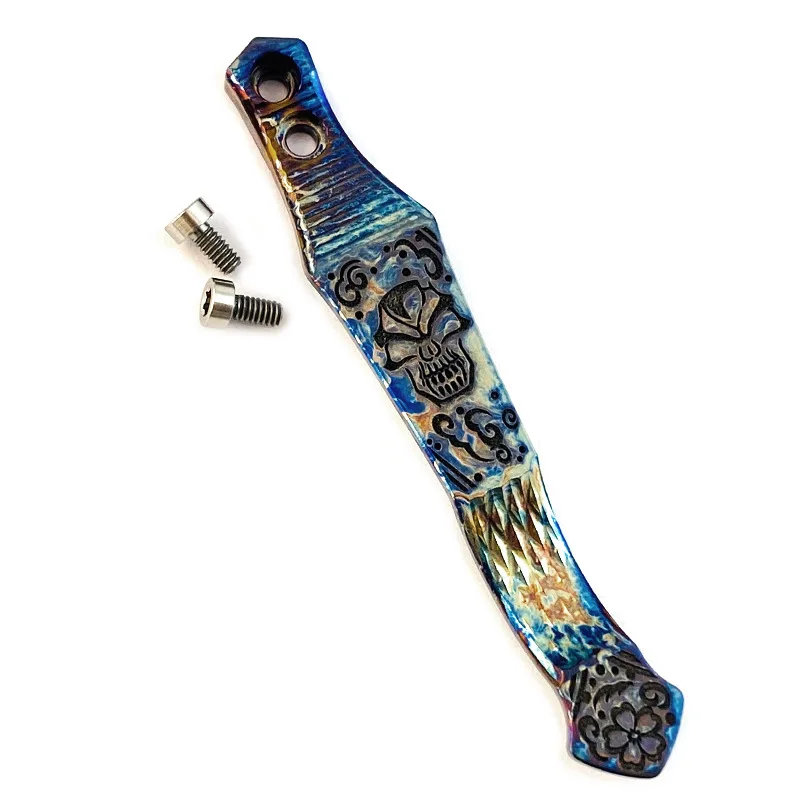 CNC Cross / Punisher / Horse Head / Bear Claw Patterns Knife Titanium Pocket Clip Back Clamp for Rick Hinderer XM24 XM18 Knives
