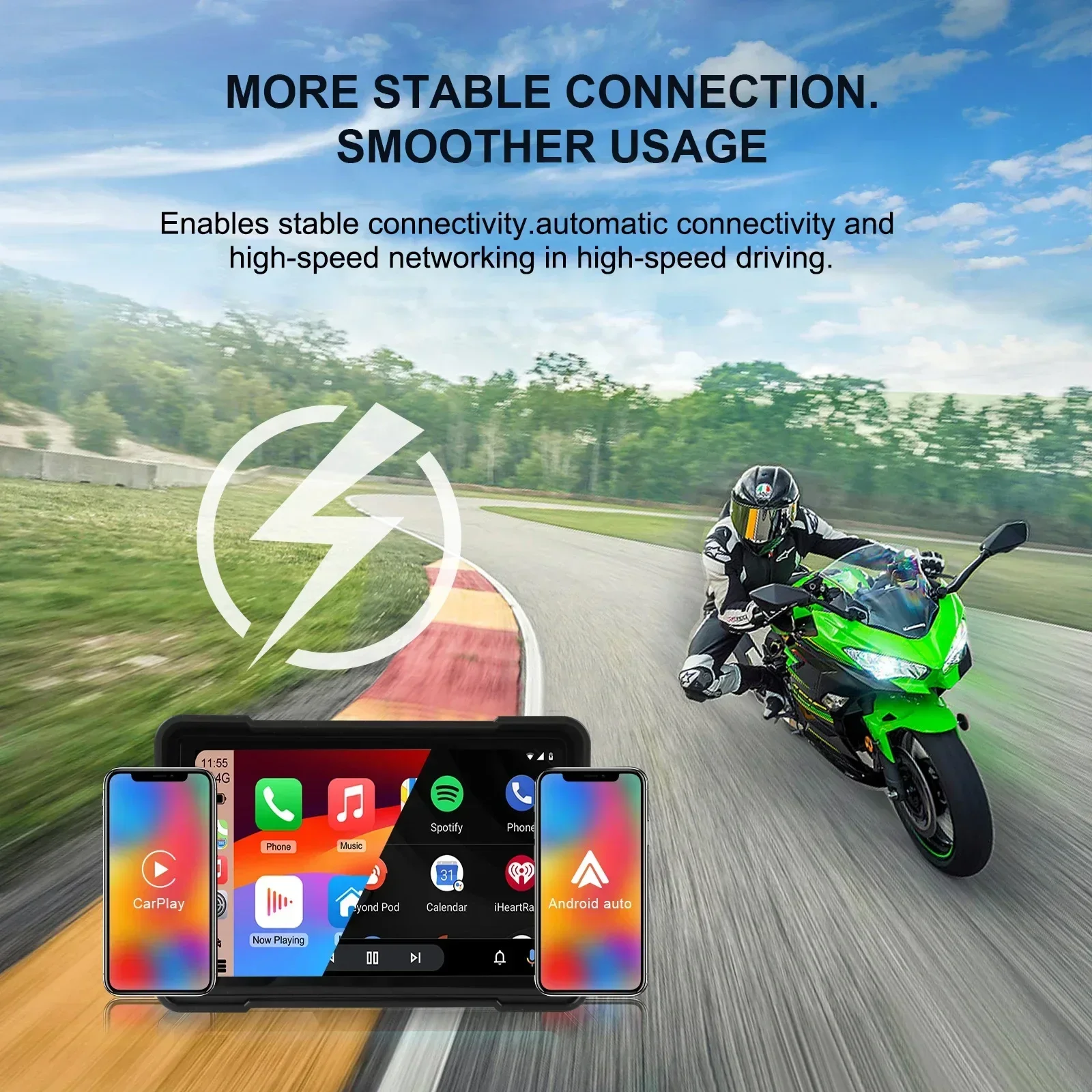 2026 5‘’ Inch Motorcycle Intelligent Radio Stereo Navigation DVR Car Play Android Auto BT WIFI Waterproof Front & Back
