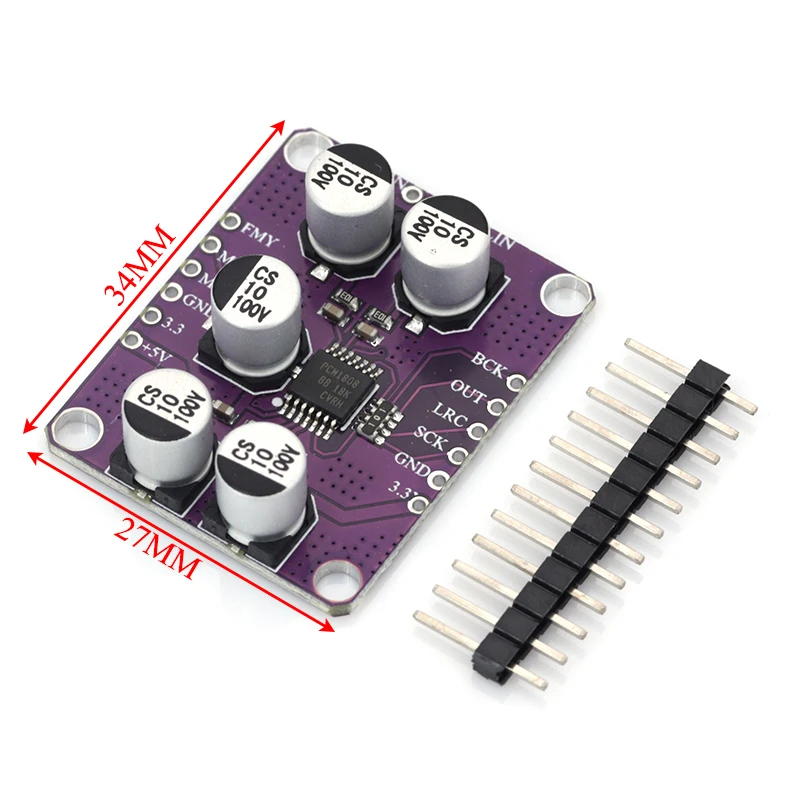 1-10PCS PCM1808 Audio Stereo ADC Module 24bit 105dB SNR Single-Ended Analog Input Decoder Board