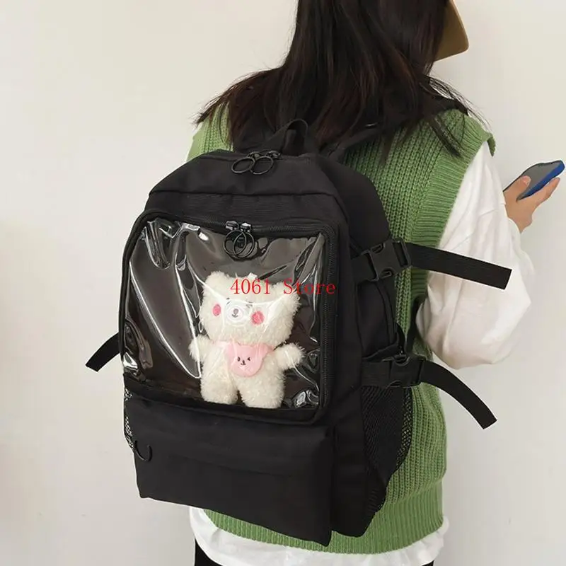 حقيبة ظهر لوليتا للفتيات المراهقات حقيبة مدرسية للسيدات والطالبات من النايلون حقيبة نهارية كاجوال متعددة الجيوب #5