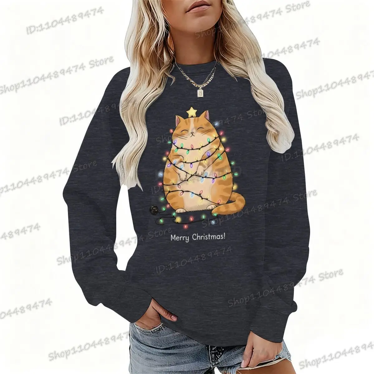 مضحك الزنجبيل القط عيد ميلاد سعيد بلوزات أزياء الرجال النساء الكرتون هوديس هدية عيد الميلاد طويلة الأكمام الصوف عيد الميلاد البلوز