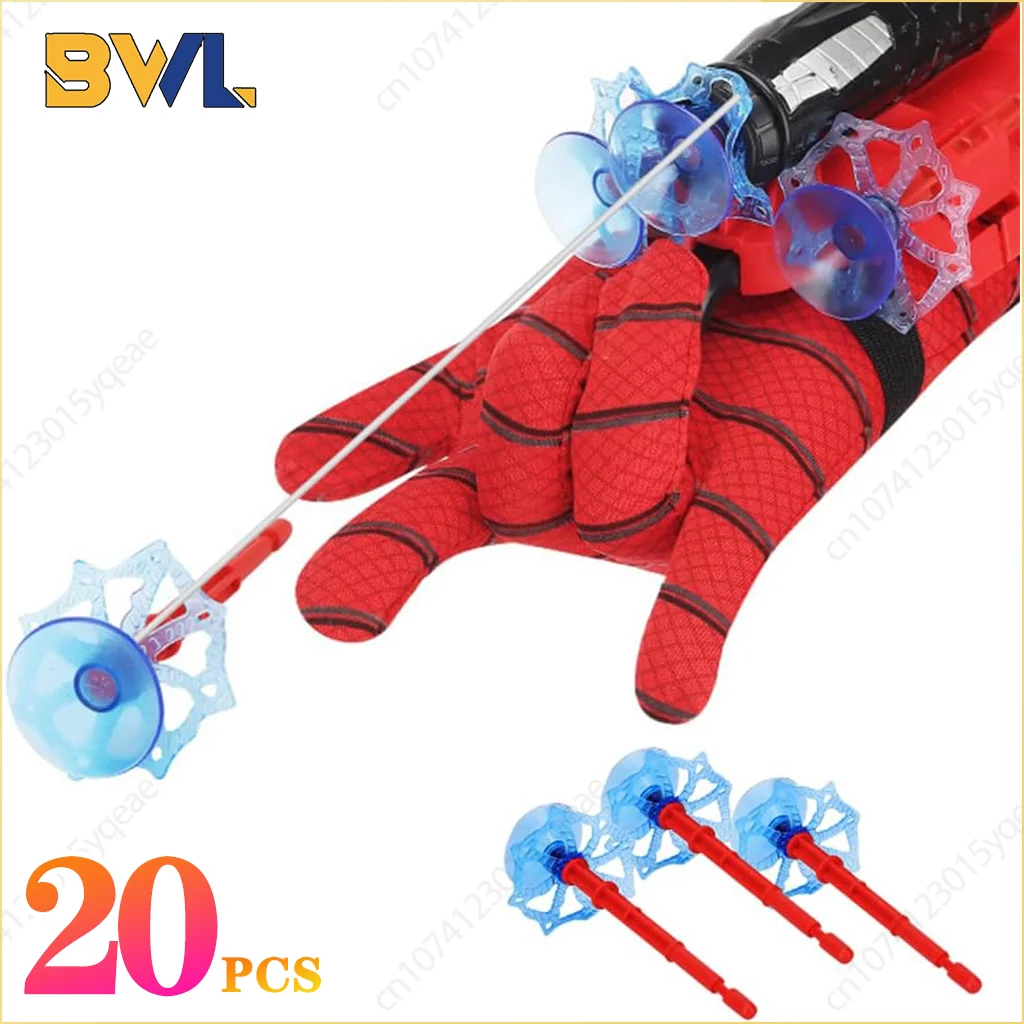 20Sets Spider Launcher Spitting Gloves Sticky Wall Bullet Gun Suction Cup Projectile Toys Children's Wrist Launch Spitting Toys