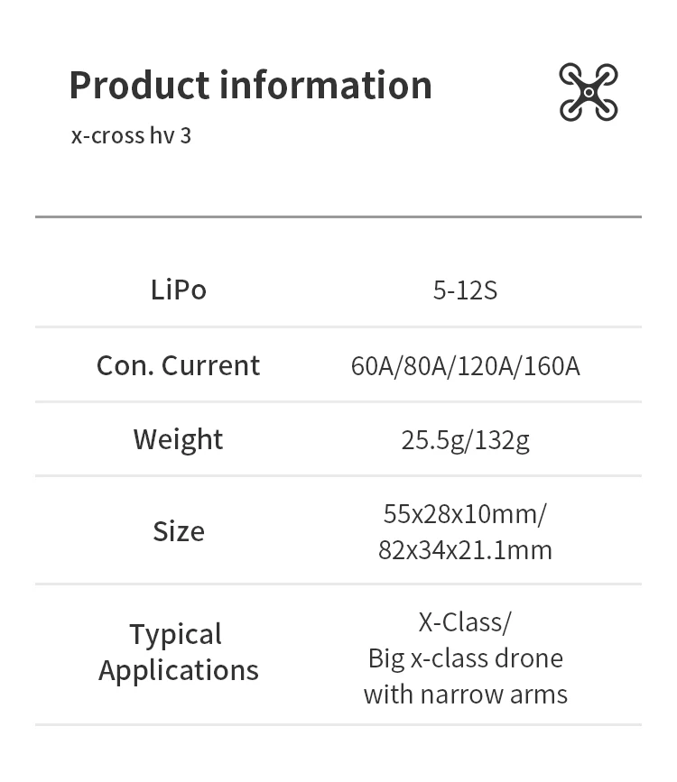 FLYCOLOR X-cross HV3 ESC, Drehzahlregler für Motorsteuerung, BL-32, 5-12S, 60A, 80A, 120A, 160A – Detail 8