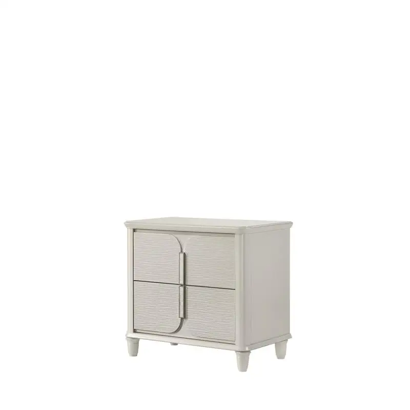 

Pearl White Finish Nightstand with Storage and Modern Design for Bedroom