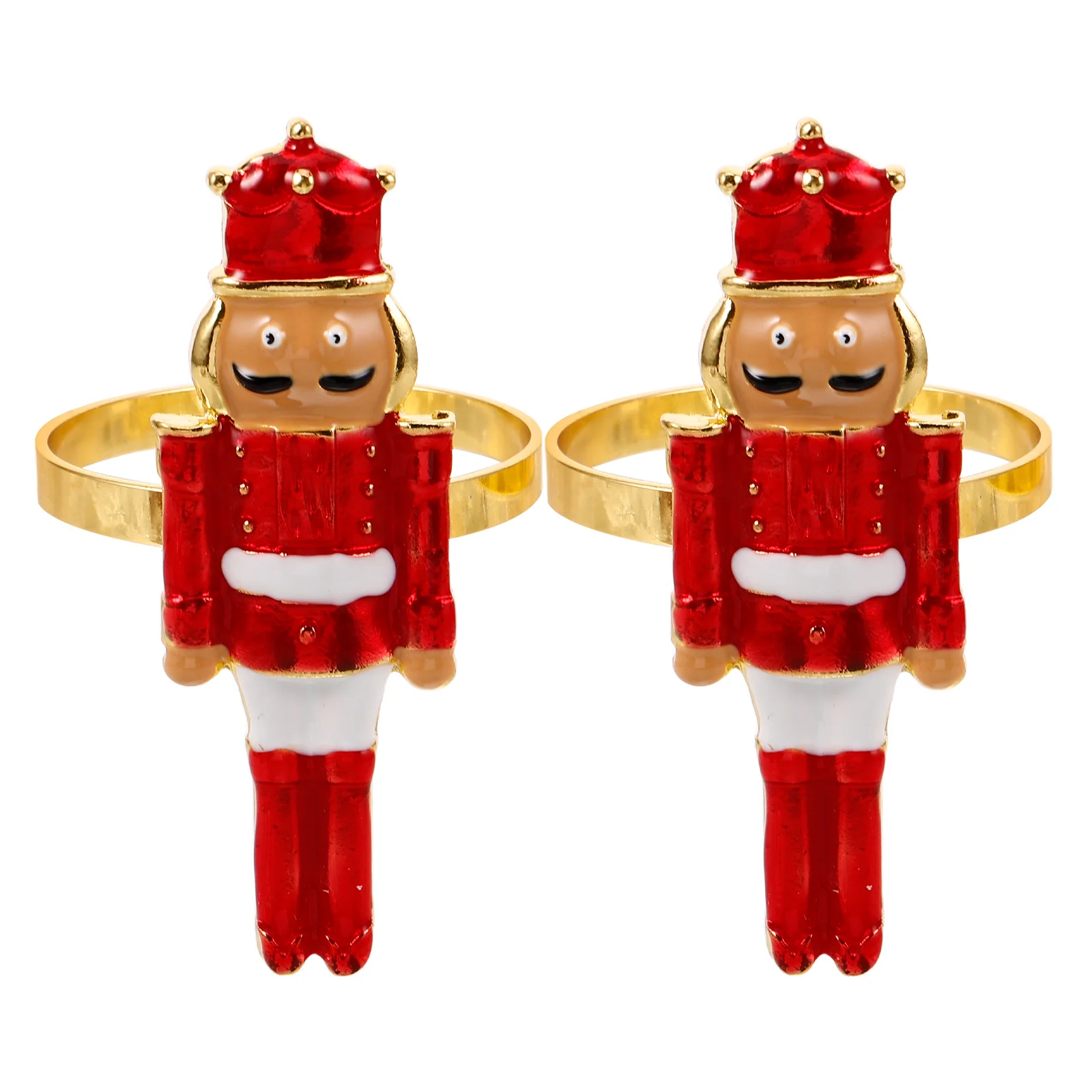 

2Pcs Christmas Napkin Rings Red Nutcracker Soldier Metal Napkin Holders Holiday Table Decor Xmas Dinner Table Accessories