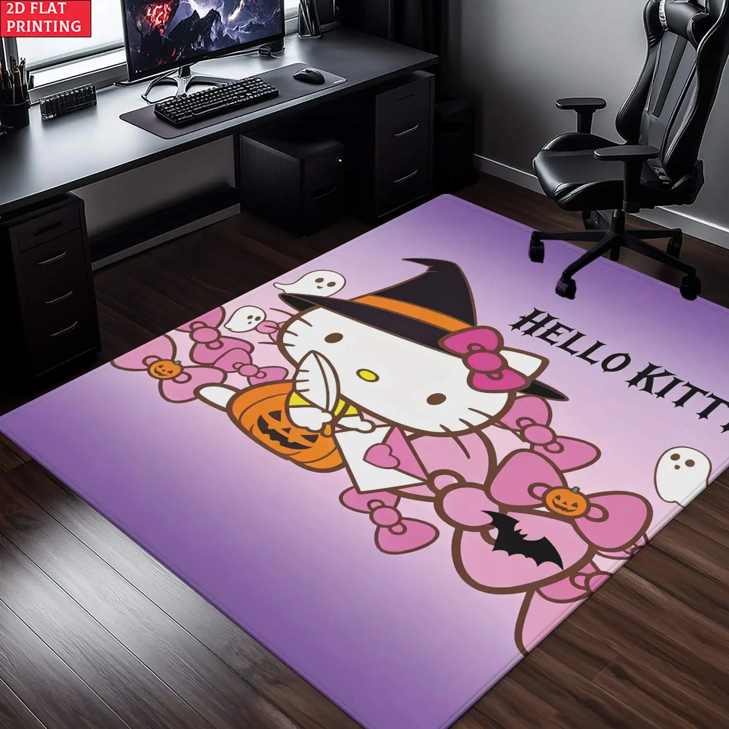 Hello Kitty Carpet Living Room Large Rug Halloween Bedroom Decor Purple Area Rugs Pumpkin Mat  Rugs for Bedroom - view 4