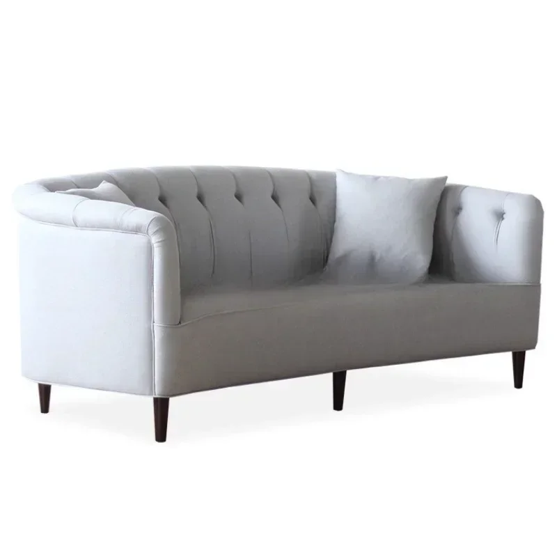 Simple modern fabric soft bag sofa furniture living room Nordic style pull button cafe casual three-person sofa