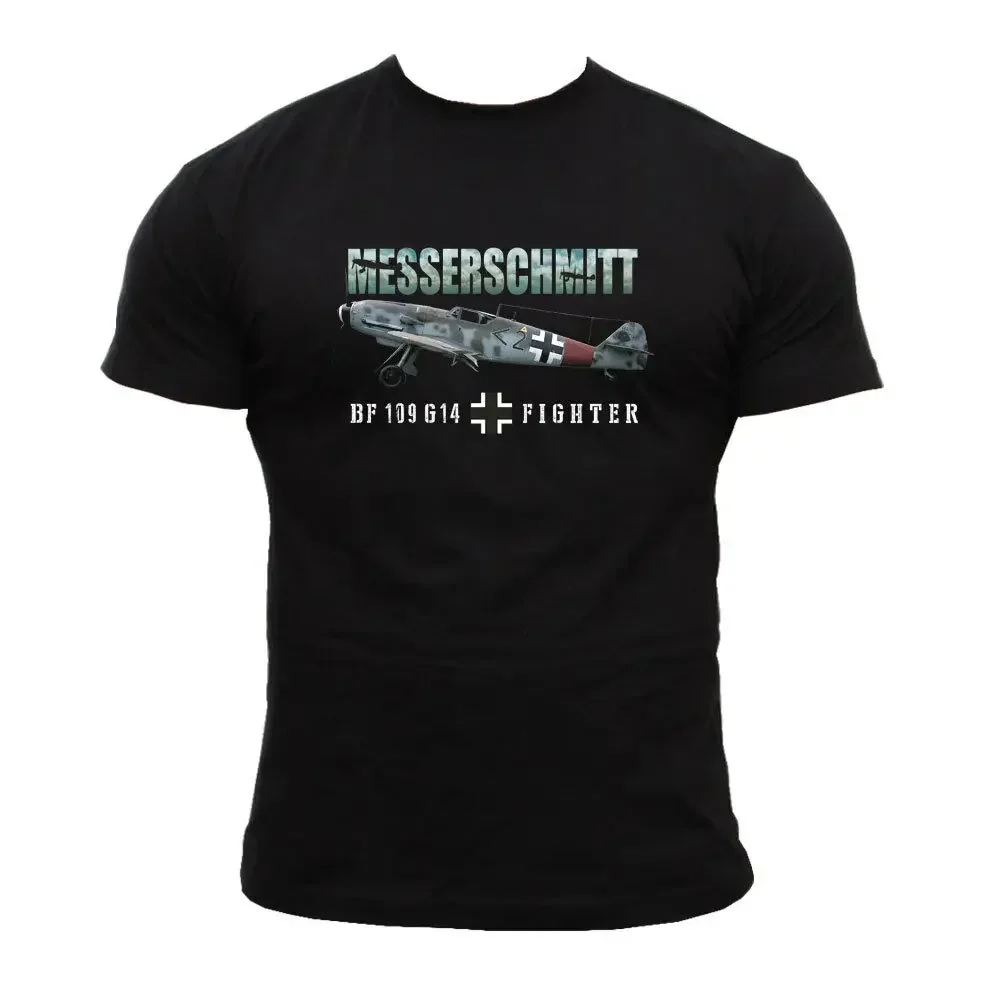 

WWII German Messerschmitt Bf 109 G14 Fighter T-Shirt 100% Cotton O-Neck Summer Short Sleeve Casual Mens T-shirt Size S-3XL