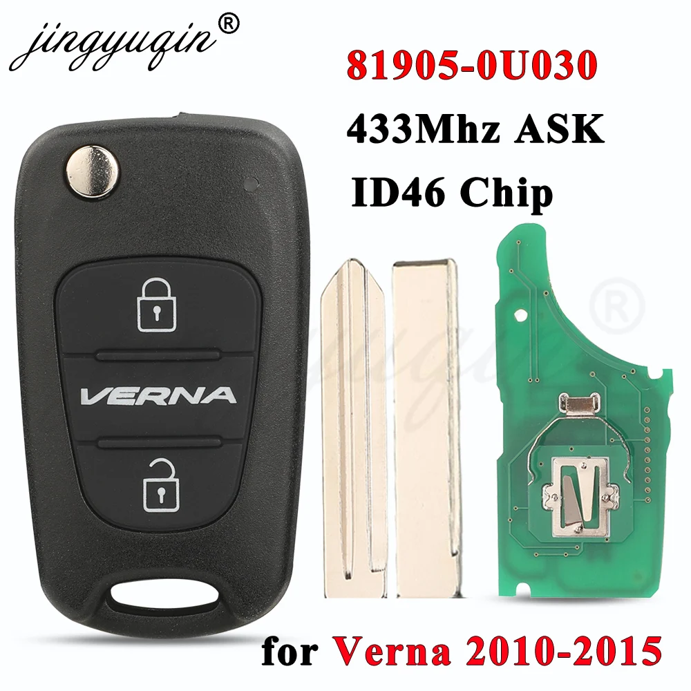 jingyuqin 81905-0U030 Flip Remote Car Key For Hyundai Verna 2010-2015 Reina IX35 433Mhz ASK ID46 Chip Auto Keys Fob Control