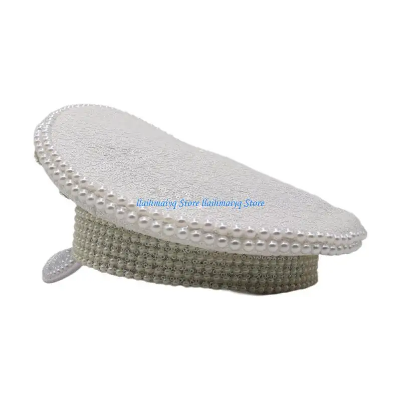 

573B Stage Bride Hat Encrusted Layers Pearls for Female Cosplay Bride Costume