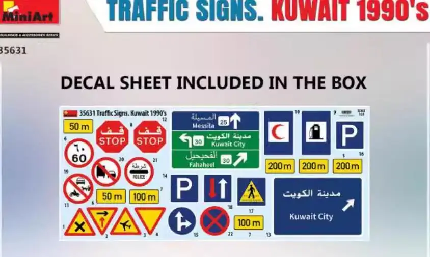 MINIART 35631 1/35 Scale  Traffic Signs.Kuwait 1990`S Model Kit