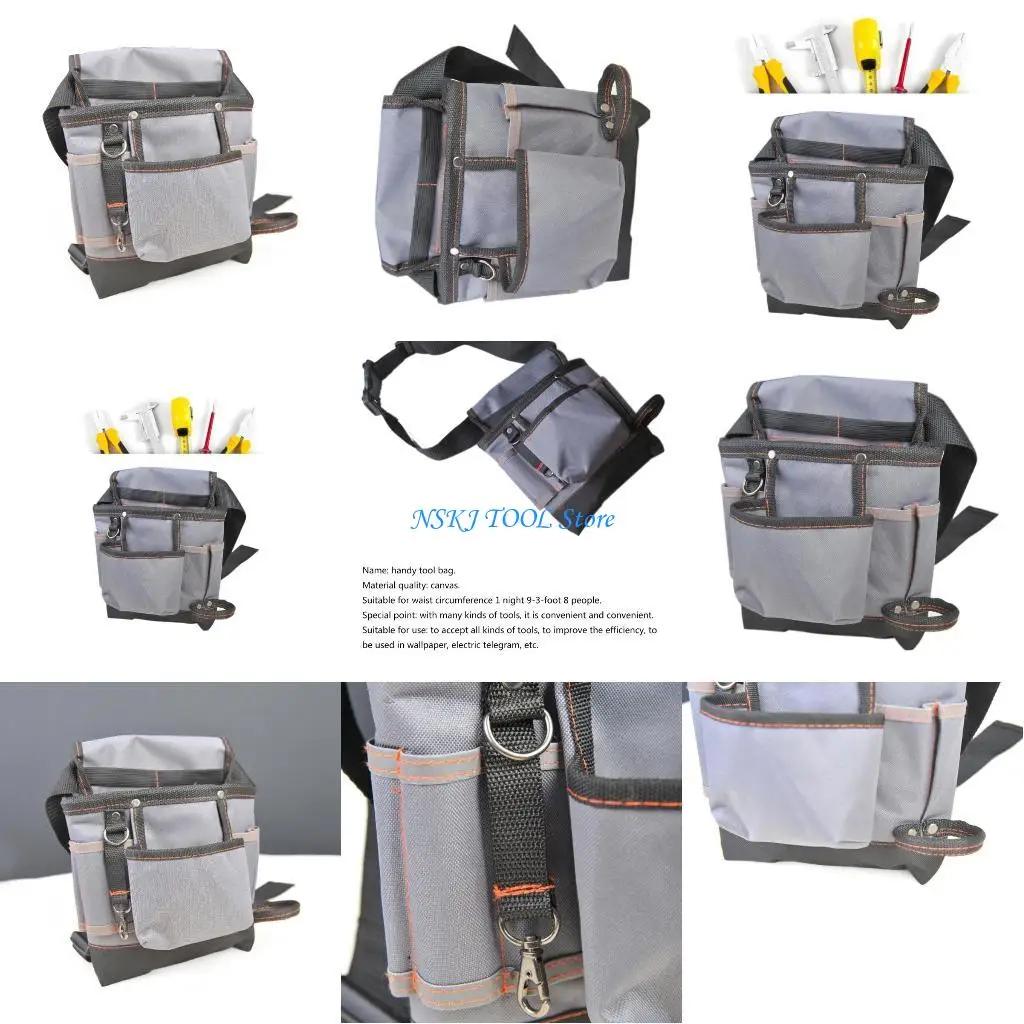 

L8RC Canvas Tool Bag Double Layer Tool Waist Bag Adjustable and Durable