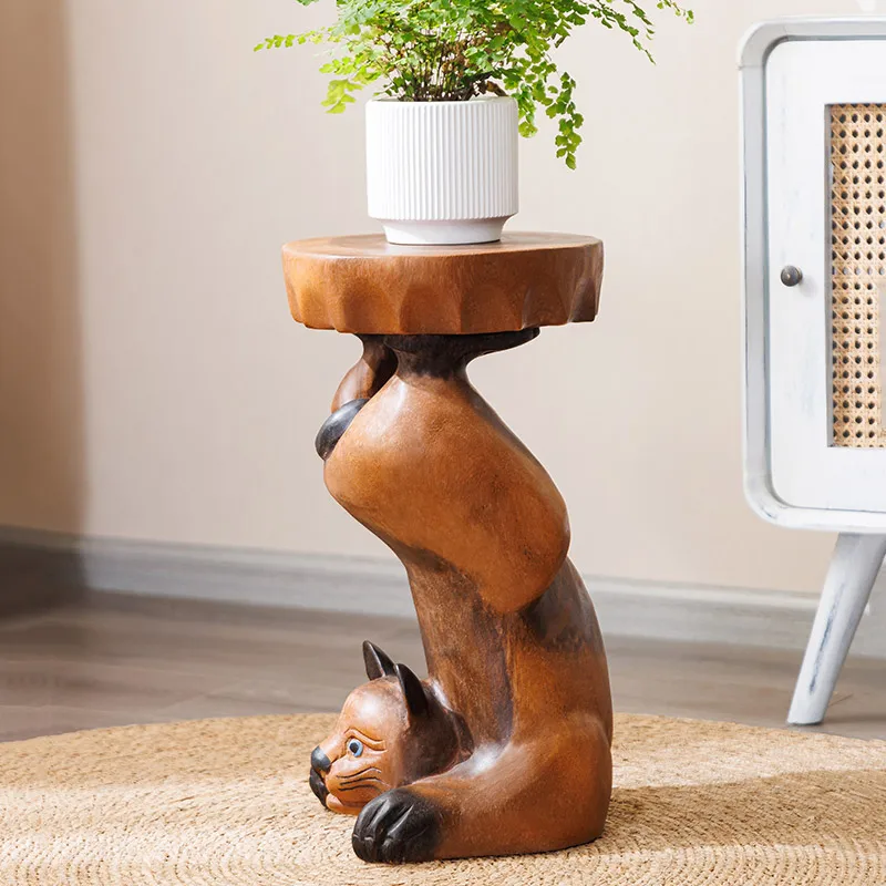 Thai solid wood animal stool cat stool