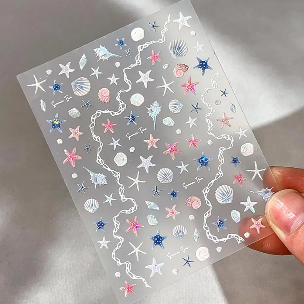 1pc Ocean Nail Art Stickers 5D Summer Starfish Seashell Nail Art Manicure Slider Embossed Supplies Decoration Decals Nail A4Y1