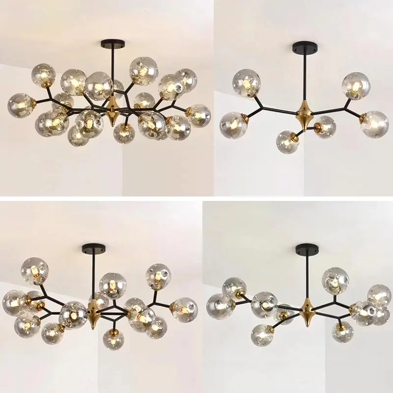 Modern Nordic Glass Bubble Led Ceiling Chandelier Living Room Bedroom Kitchen Dining Room Home Decoration Pendant Light Fixture