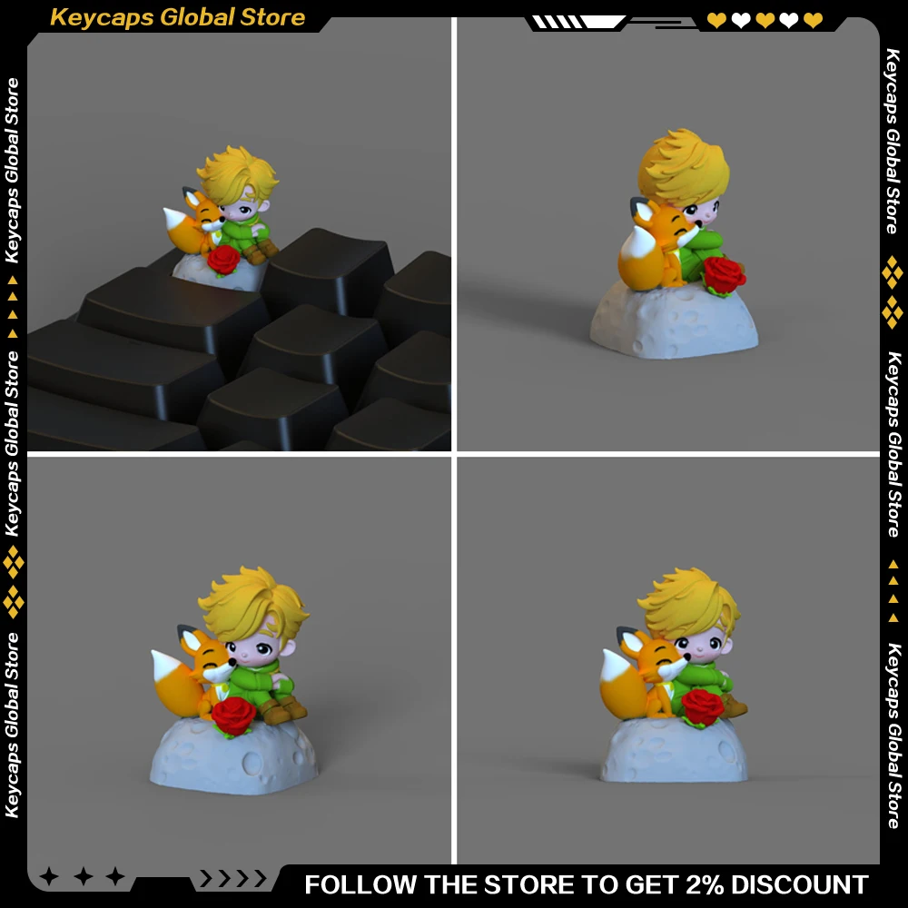 The Little Prince Series 3D Artisan Keycap Creative DIY Anime Keycaps for Mechanical Keyboard Decoration MX Switch Gifts