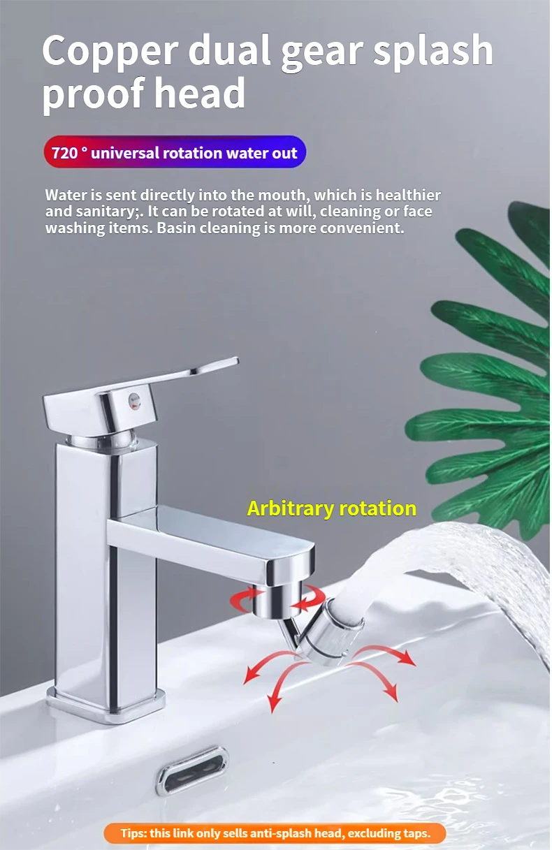 1pcs Universal Kitchen Coper 360° Rotatable Splash Filter Faucet Sprayer Head Flexible Bathroom Tap Extender Adapter Foam Nozzl