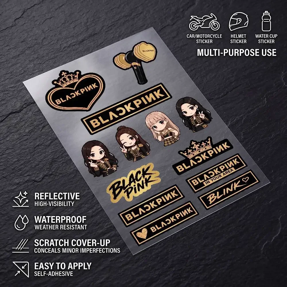 B-LA-C-KPINK Vinyl All Purpose Reflective Scratch Blocker Decal Car Bike Helmet Cup Refrigerator Decorative Stickers