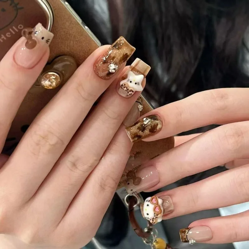 

Summer Hello Kitty Anime Kawaii Sanrio Nail Sticker Cute Cartoon KT Cat Print Star Handmade Wearable Patch Gifts for Girls