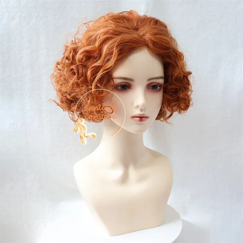 أنيمي أليس العجائب شعر مستعار تأثيري جنون حتر تأثيري الباروكات قصيرة براون البرتقال الباروكات الرجال Tarrant هايتوب تأثيري الباروكات + غطاء شعر مستعار