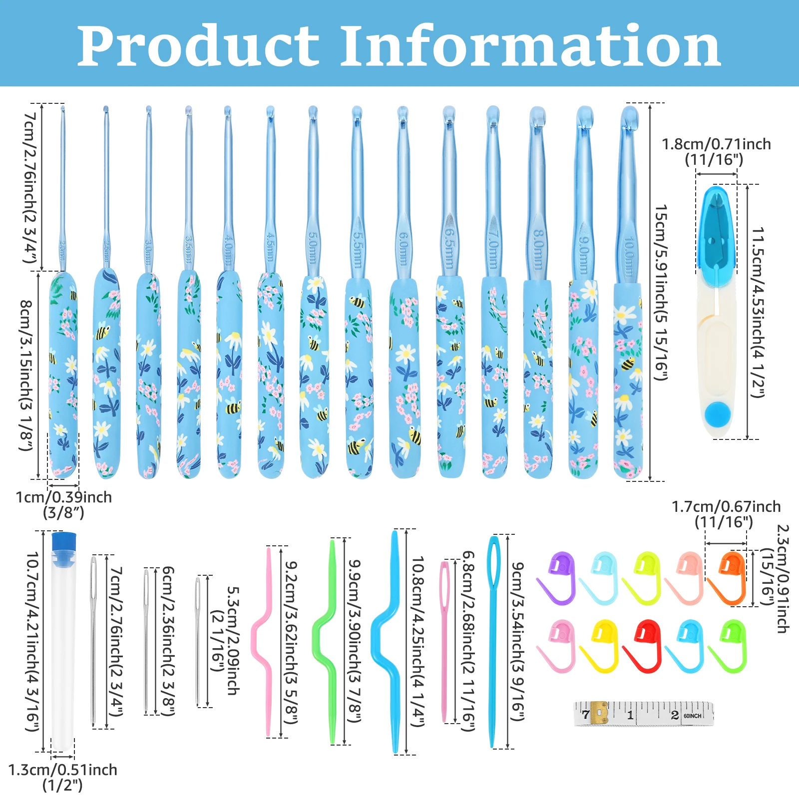Colorful Crochet Hooks Set Erg - огляд і ціна Crochet Hook Set
