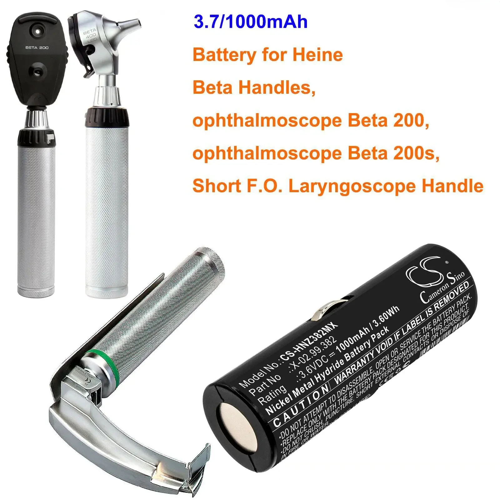 

Medical Battery For Heine:Beta Handles,ophthalmoscope Beta 200,Beta 200s,Short F.O. Laryngoscope Handle,B12043,BATT/110904-A1