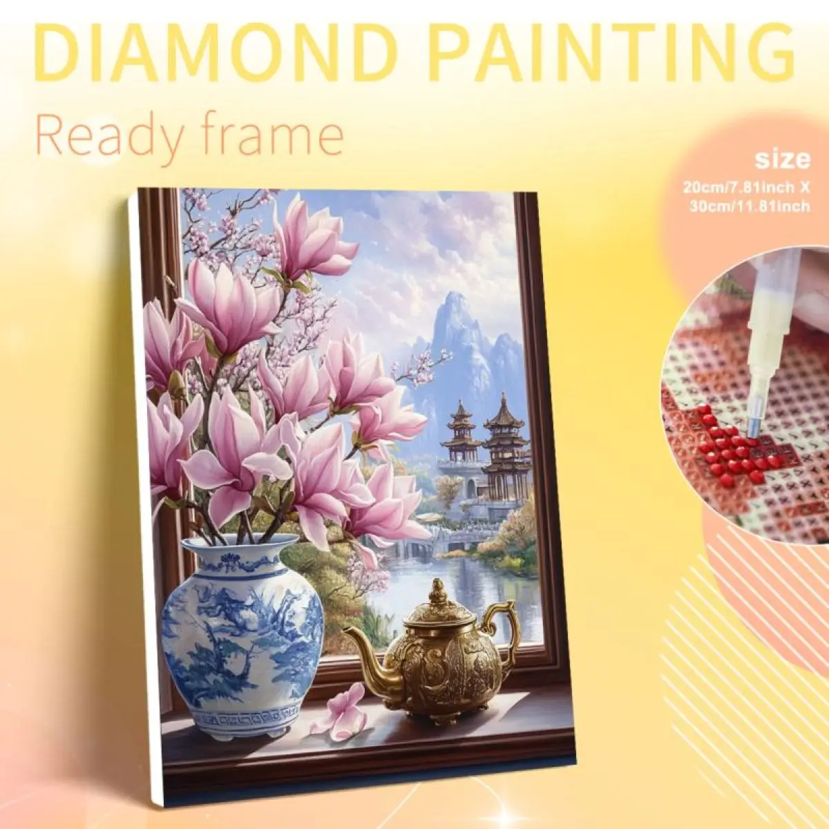 

PhotoCustom Framed Window Vase 5d Diamond Painting For Adults Diy Gift Landscape Full Round/Square Diamond Art Art Supplies Diy