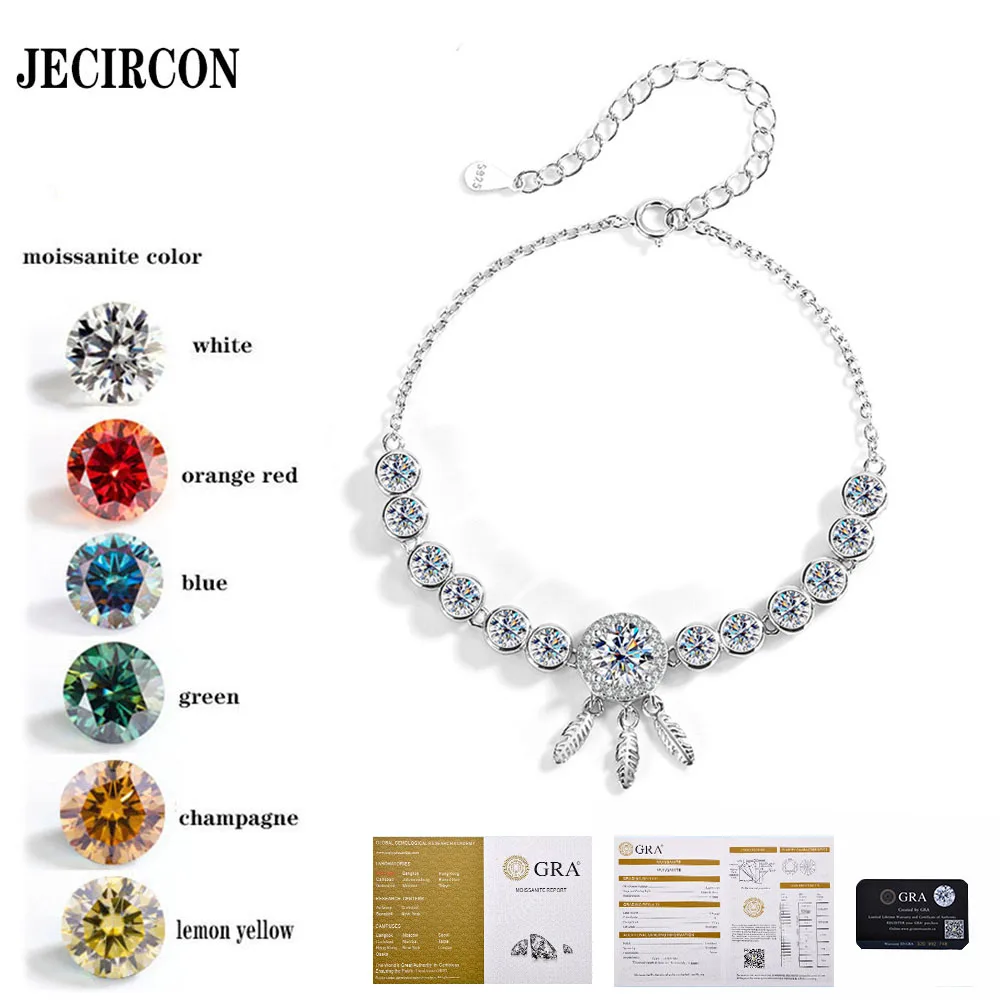 

JECIRCON New FashionTemperament Moissanite Bracelet Female Valentine's Day Best Friend S925 Sterling Silver Hand Jewelry Gift