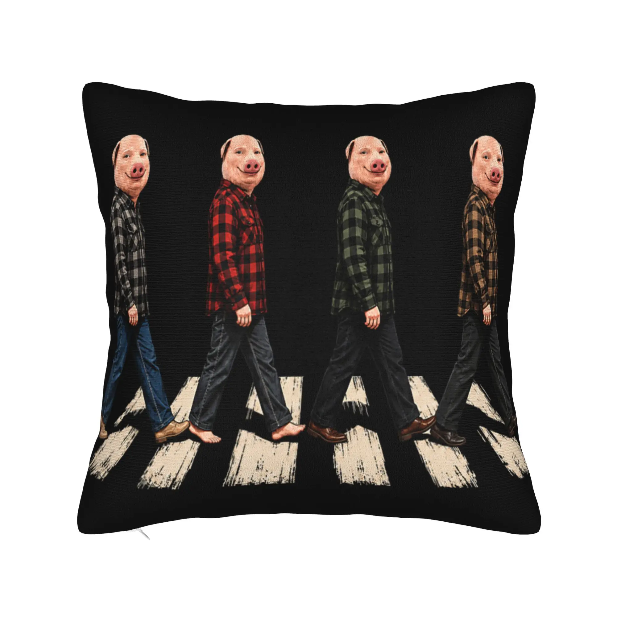 John Pork Crosswalk Crossing Funny Memes Dank Viral Brainrot Pillow Cover Cute Pillow Case For Living Room Sofa Soft Pillowcases
