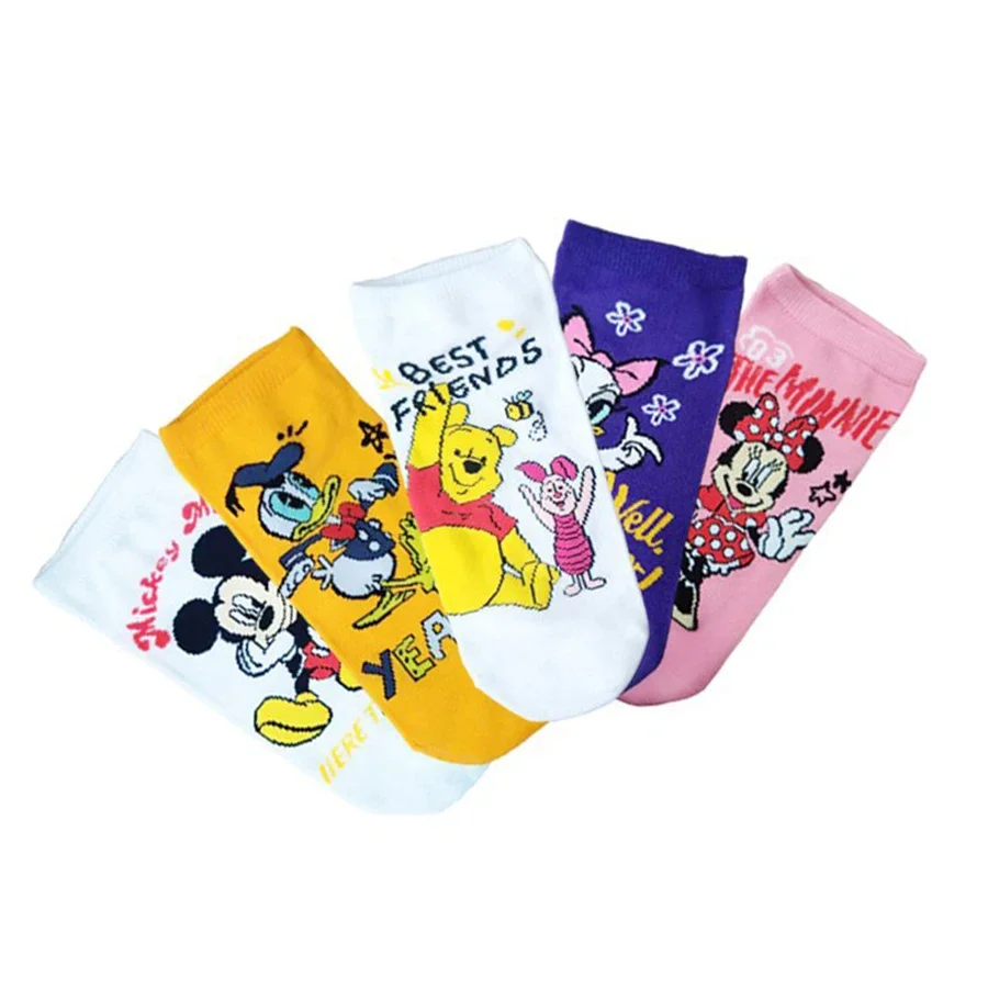 10pairs MINISO Disney Men Short Boat Socks Anime Movie Gamers Cartoon Socks Hip Hop Novelty Funny Sock