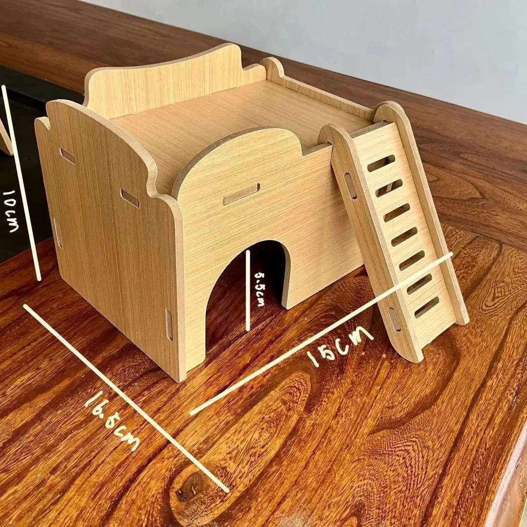 Wooden Hamster Platform House With Ladder Small Animal Hideout Cage Toy For Syrian Hamster Mice Gerbil Habitat Decor Supply