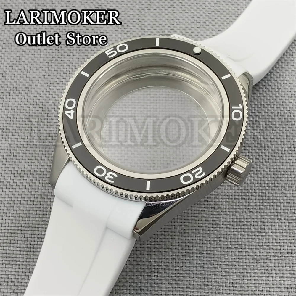 LARIMOKER-Caixa de relógio Dome Sapphire Glass, pulseira de borracha para NH35, NH36, NH34, NH37, ETA2824, PT5000, movimento Miyota 9015, 41,5mm