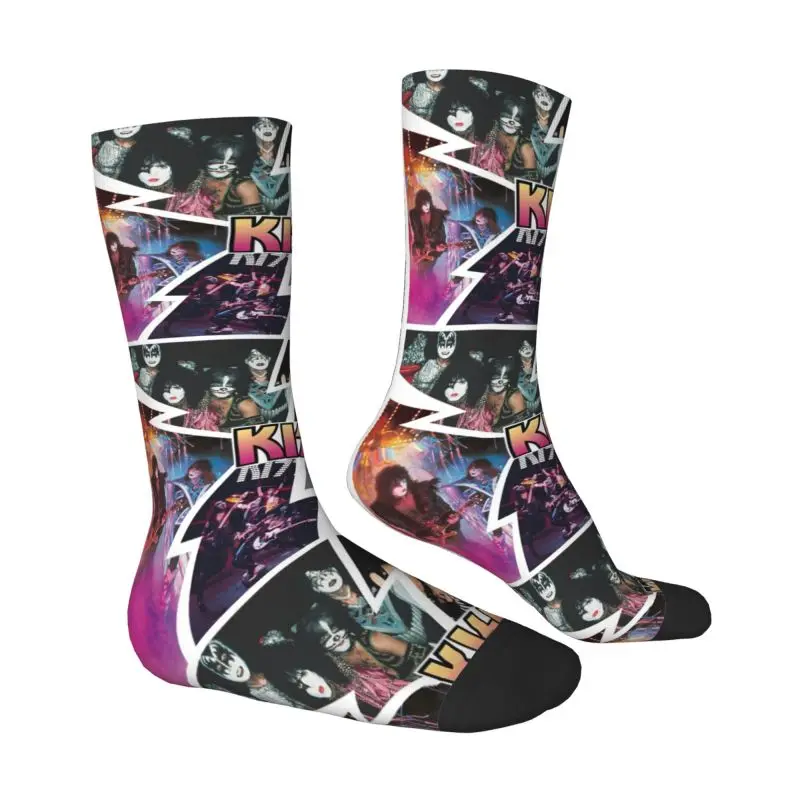 Kiss Band Collage Men's Crew Socks Unisex Kawaii 3D Print Heavy Metal Band Dress Socks