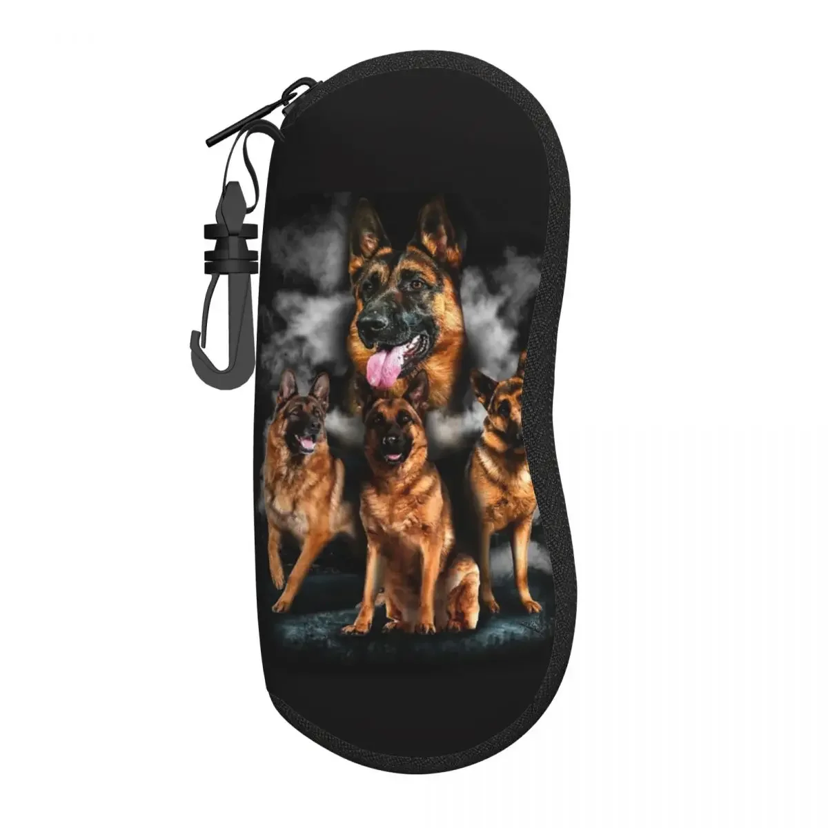 German Shepherd Dog Glasses Case Unisex Anti-Fall Zipper Gsd Lover Animal Reading Protector Print Eye Contacts Case