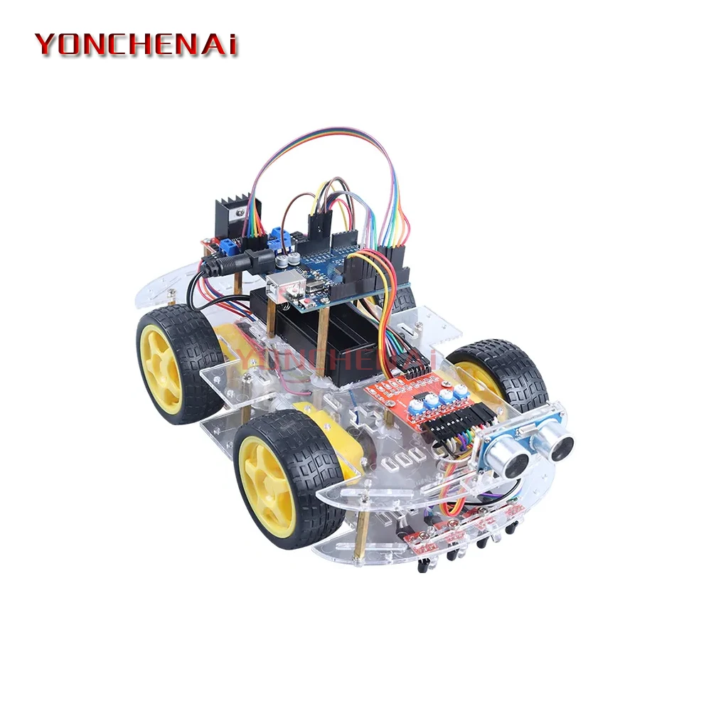 DIY 4WD Four Way Tracking Robot Obstacle Avoidance Smart Robot Car Kit IDE C++ Programming Robotics Starter Kit