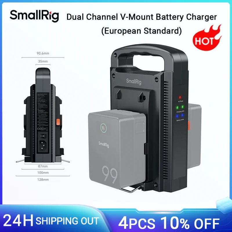 

SmallRig Dual Channel V-Mount Battery Charger (European Standard) Compatible With the Majority Of V-mount Batteries -4578