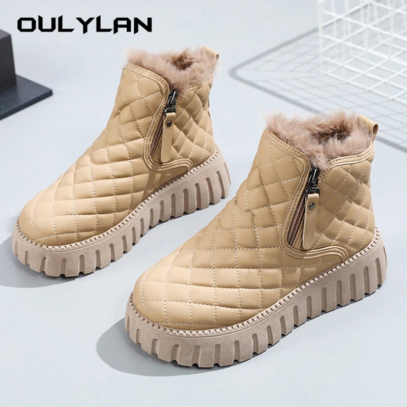 Winter Casual Sports Thick Bottom Side Chain Warm Comfortable Snow Boots Round Toe Lady Boots Shoes Winter Boots Size 36-40