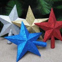 15/20cm 3D Sticky Gold Powder Christmas Tree Top Star Gold Silver Five Pointed Star Accessories Crafts Indoor Home Decoration