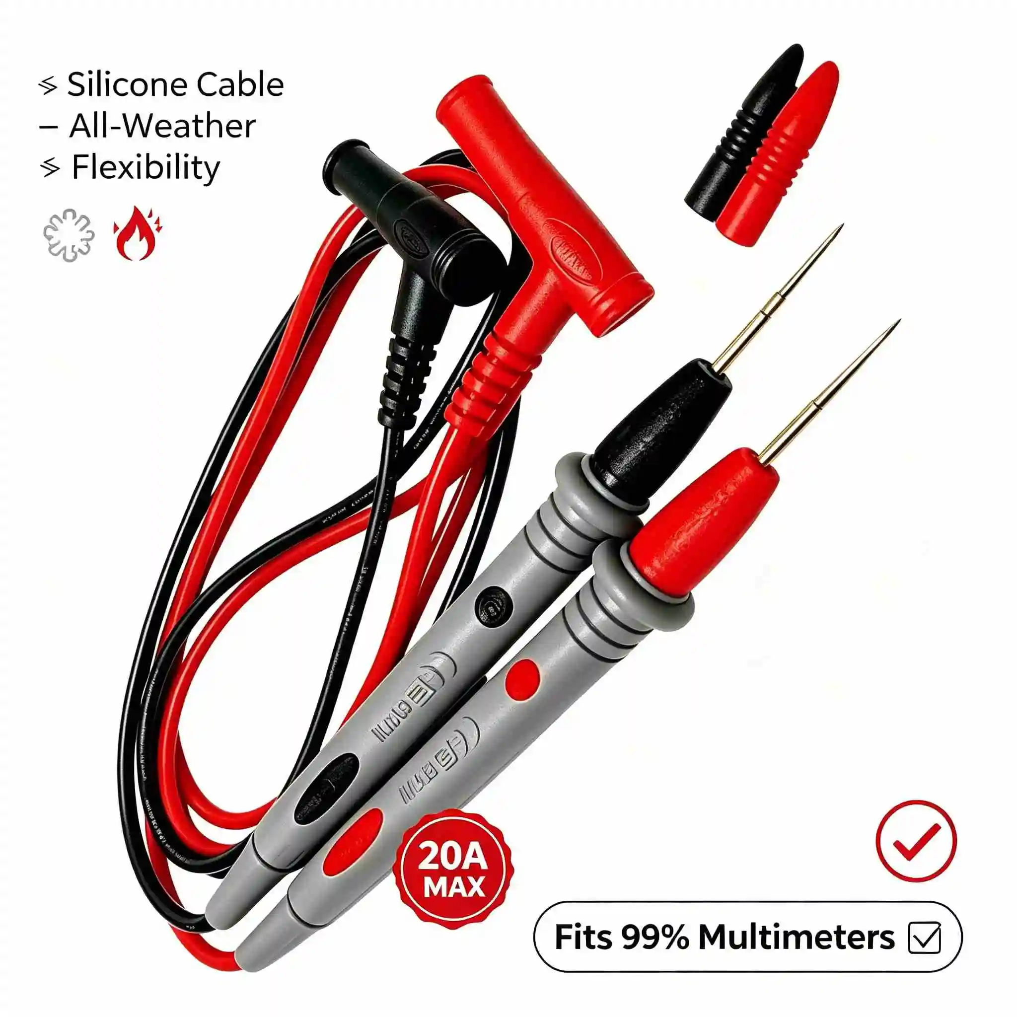 Silicone Universal Probe Test Leads Pin for Digital Multimeter Needle Tip Meter Multi Meter Tester Lead Probe Wire Pen Cable