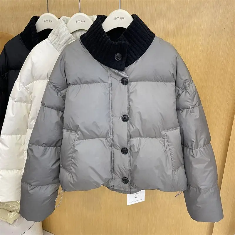 Nova moda feminina casual na moda sólida solta simples básico versátil acolchoado casacos femininos parkas roupas c182