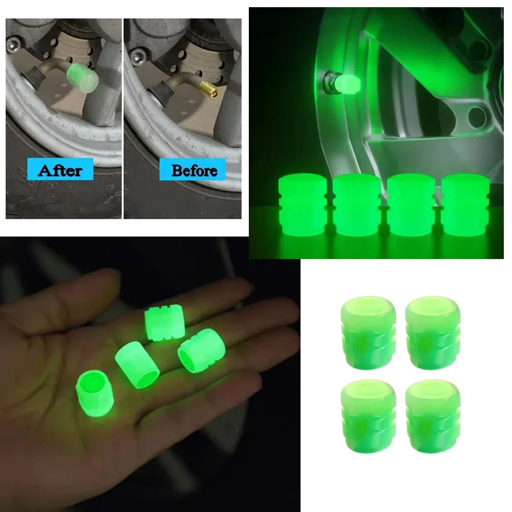 

Luminous Tire Valve Cap Fluorescent Night Glowing Decor Car Wheel Hub Glowing Dust-proof Wheel Styling Tyre Hub Universal Cap