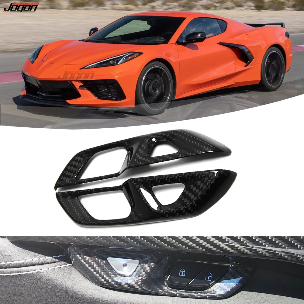 

2PCS Door Handle Frame Cover For Chevrolet Corvette C8 Stingray Convertible Coupe Z51 20-23 Carbon Fiber Interior Trim